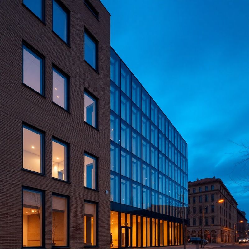 Nowoczesna fasada biurowca w Krakowie o geometrycznych szklanych panelach